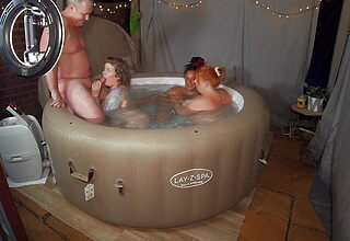 Hot sponge bath Fun with 3 MIlfs with an increment of a DILF